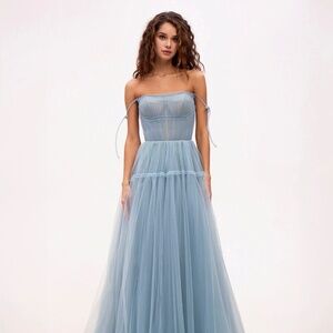 Milla Ocean Wave Tie-straps tulle prom dress